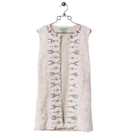 Flying Tomato Embroidered Vest in Cream Size Small - Picture 1 of 1